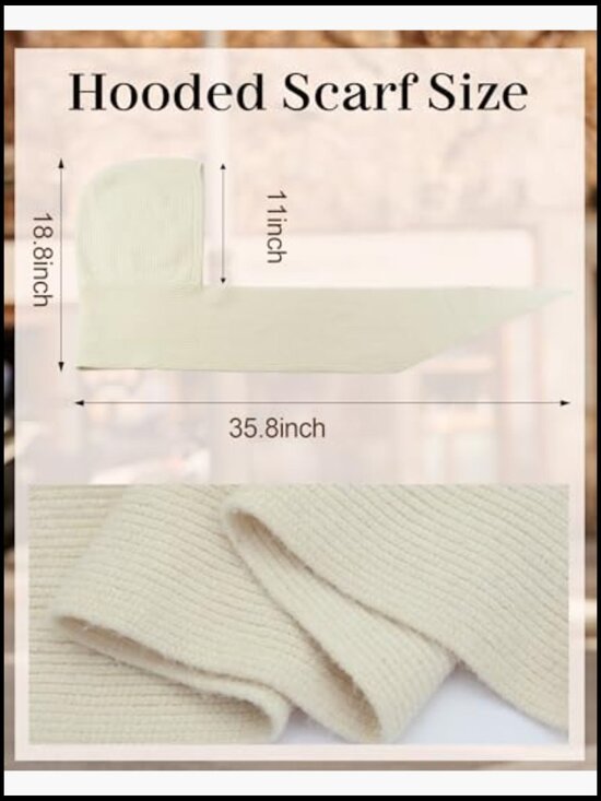 2 in 1 Hooded Scarf Knitted Balaclava Hat Winter Neck Warmer
